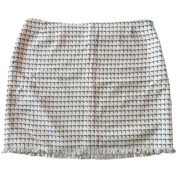 Y2K Tweed Mini Skirt 16 Plus Size Black White Plaid Academia Preppy Retro Reviva - Picture 1 of 5